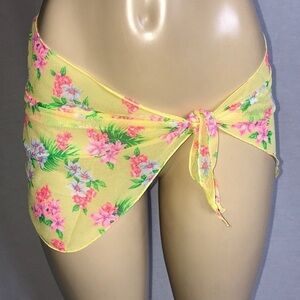 Zuliana Yellow Mesh Floral Sarong. Made in USA New With Tags